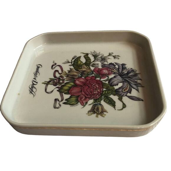 Vtg Germaine Monteil Ceramic Square Plate Tray Floral Japan Gardens of Delight - Picture 5 of 6